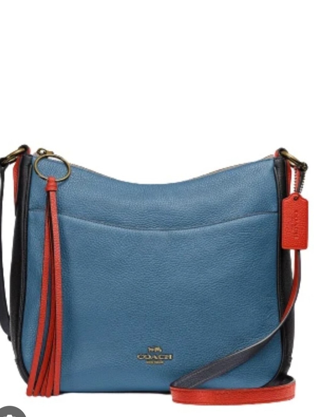 Coach Chaise Colorblock Crossbody with Tassel Hobo Bag In Pebble Leather
